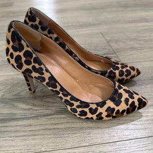 J Crew size 6.5 animal print calf hair heels